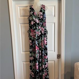 Tommy Bahama Black and Pink Floral Jumpsuit
